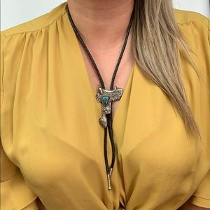 Vintage | Turquoise Bolo Tie Necklace Western Boho